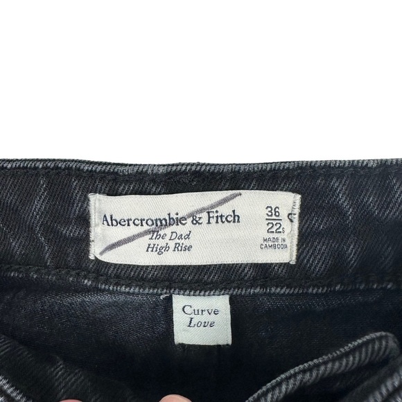 NWT Abercrombie and Fitch Black High Rise Button Fly Dad Jeans Plus Size 22 24 - Picture 4 of 14